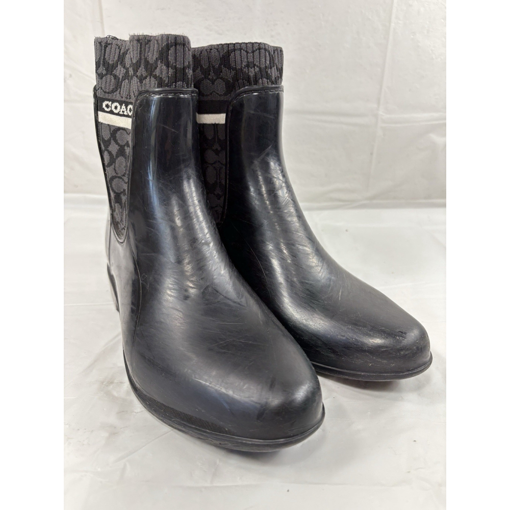 Coach Womens Rivington Knit Ankle Rain Boots - Picture 2 of 12
